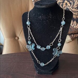#126 - LIVE SHOW - Blue Butterfly Glass Bead Necklace
